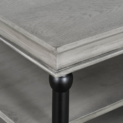 55.1" Wood Coffee Table with Storage Shelves