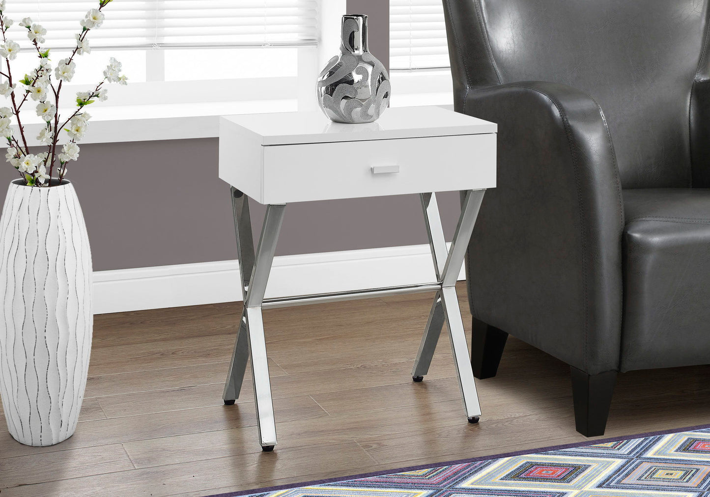 Accent Side X Table With Storage Drawer