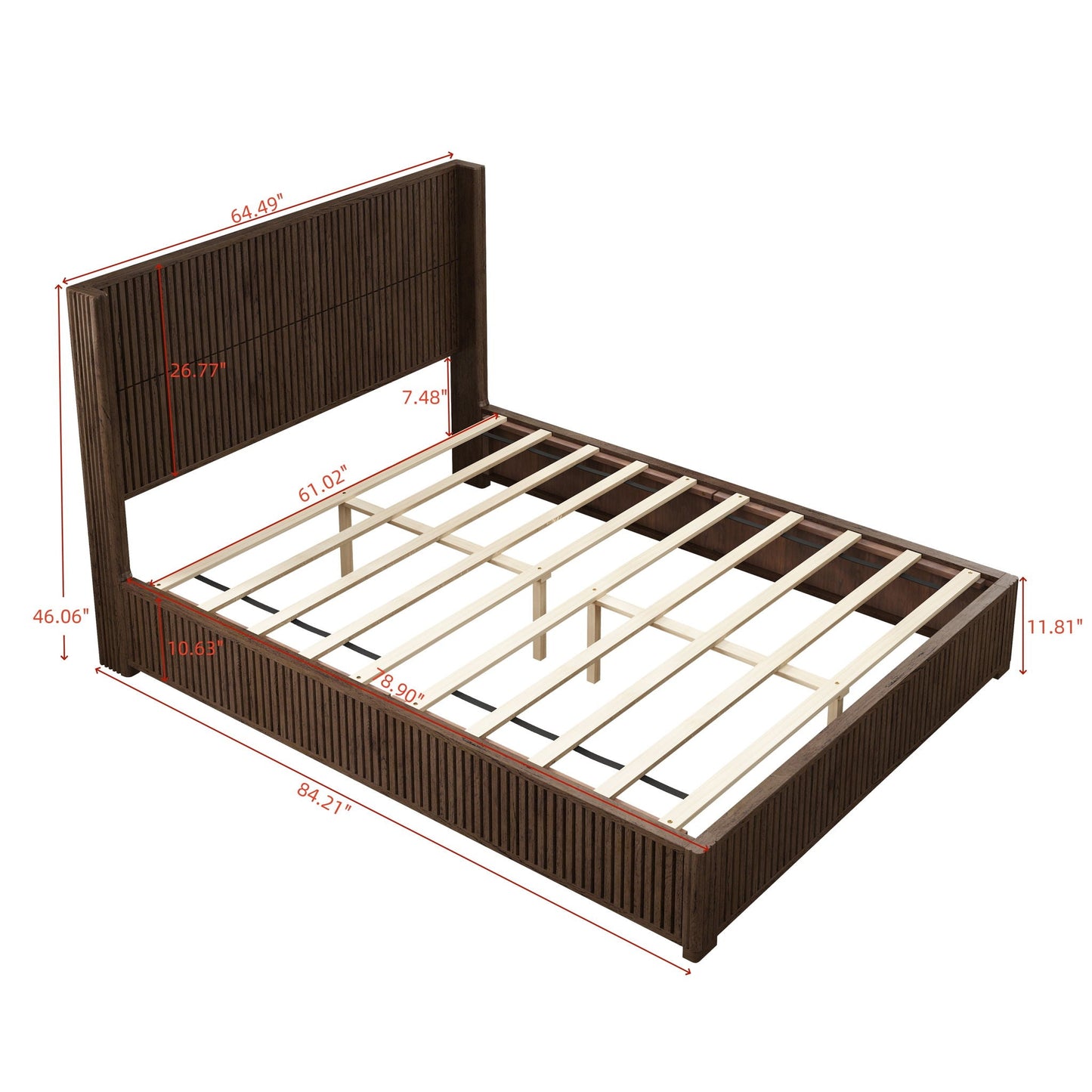 Platform Bed Frame With Headboard, Floor Standing Design