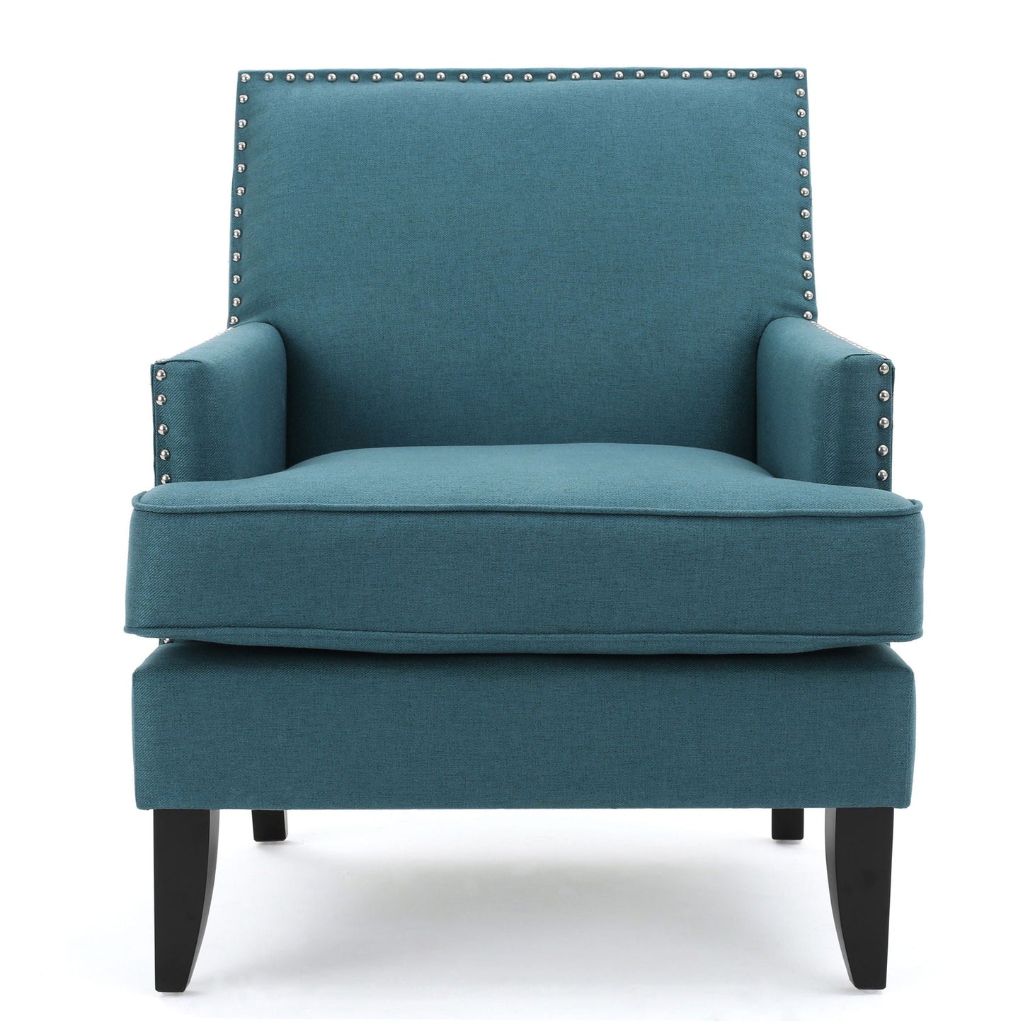 Serenada Upholstered Fabric Club Chair With Nailhead Trim And Tapered Birch Legs