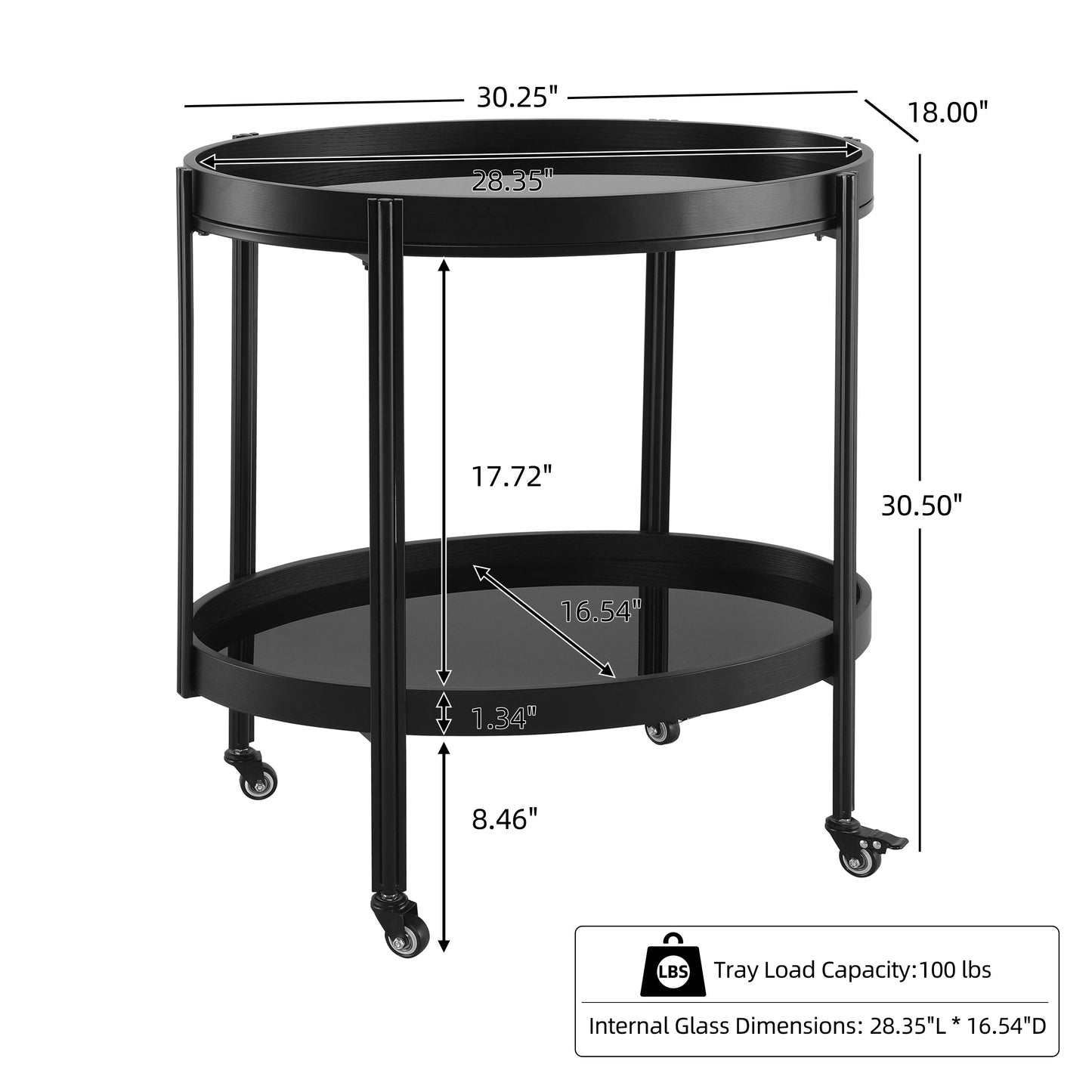 Oval Kitchen Island & Bar Cart