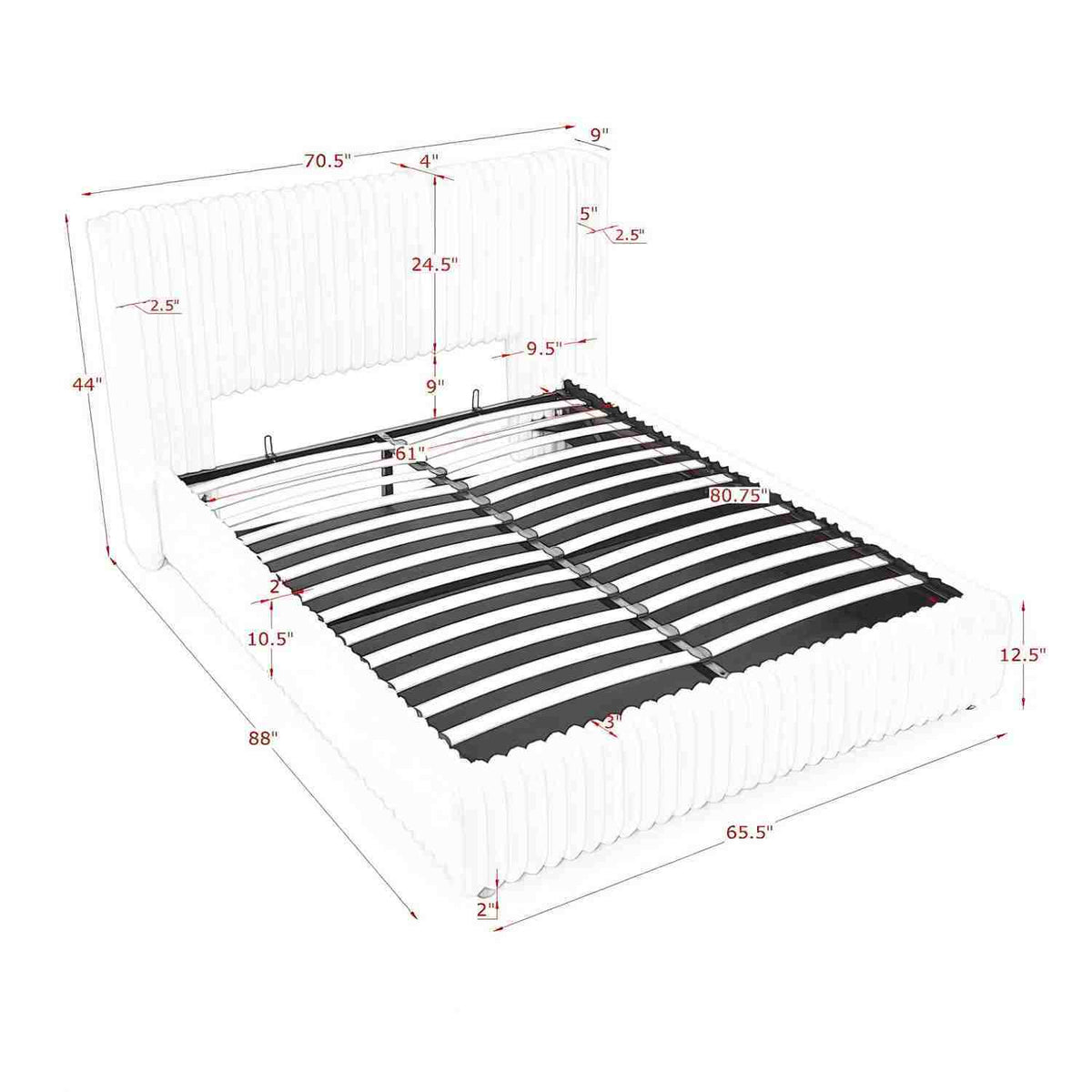 Functional Vertical Striped Bed With Gas Lift Storage