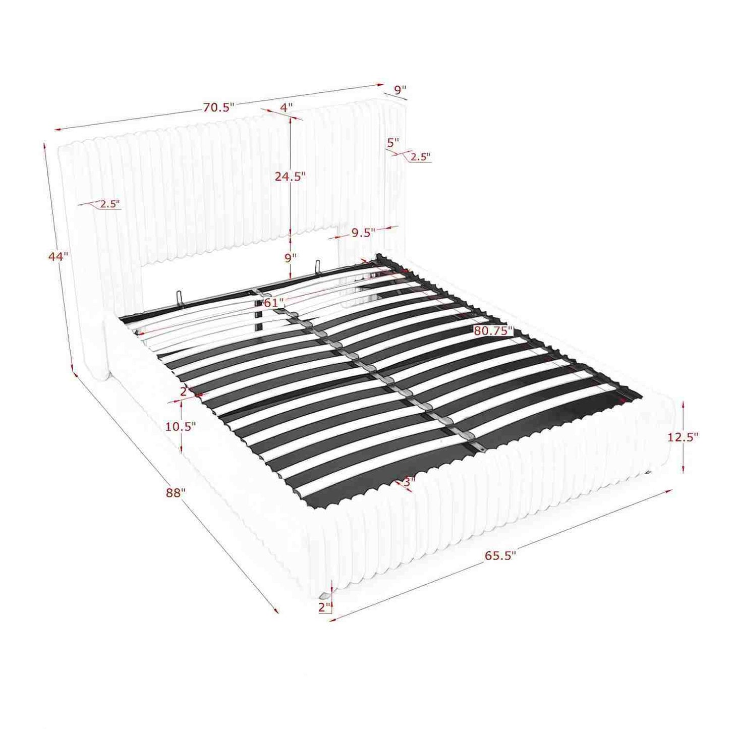 Functional Vertical Striped Bed With Gas Lift Storage