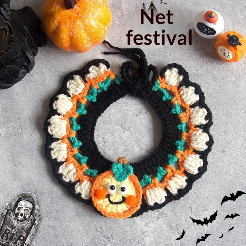 Hand-knitted Halloween Scarf For Cats And Dogs