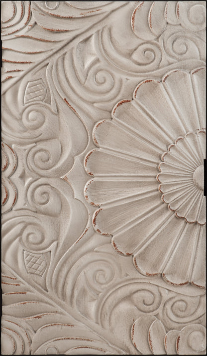 Hand-Carved Accent Cabinet with Drawer and Doors