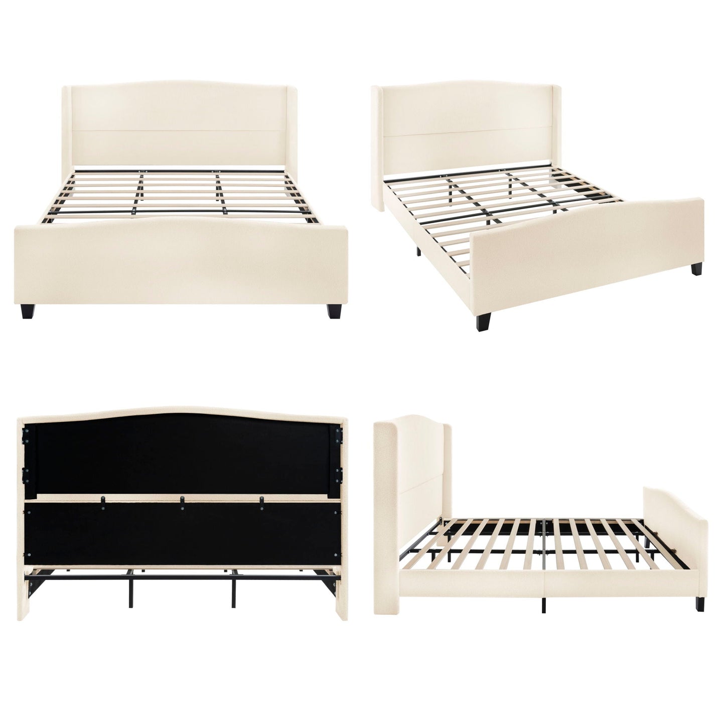 Platform Bed Frame With Tall Headboard And High Footboard
