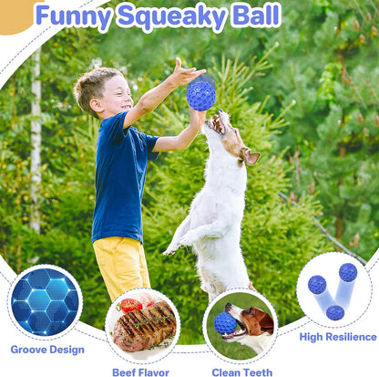 Indestructible Squeaky Dog Ball Relieves Anxiety Cleans Teeth Interactive Chew Toy For Aggressive Chewers Dog Toy For Large Breeds Outdoor Waterproof