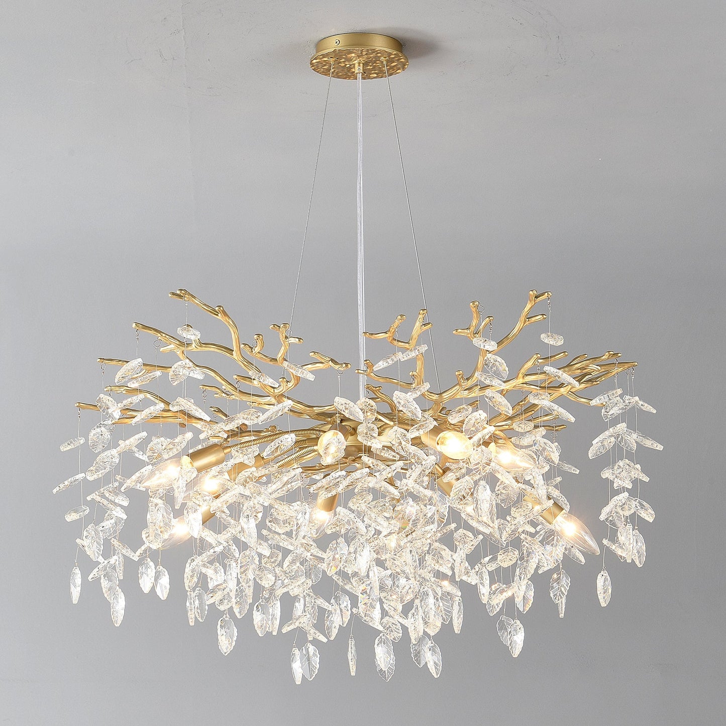 8-Light Crystal Gold Chandelier for Dining Room and Kitchen Island