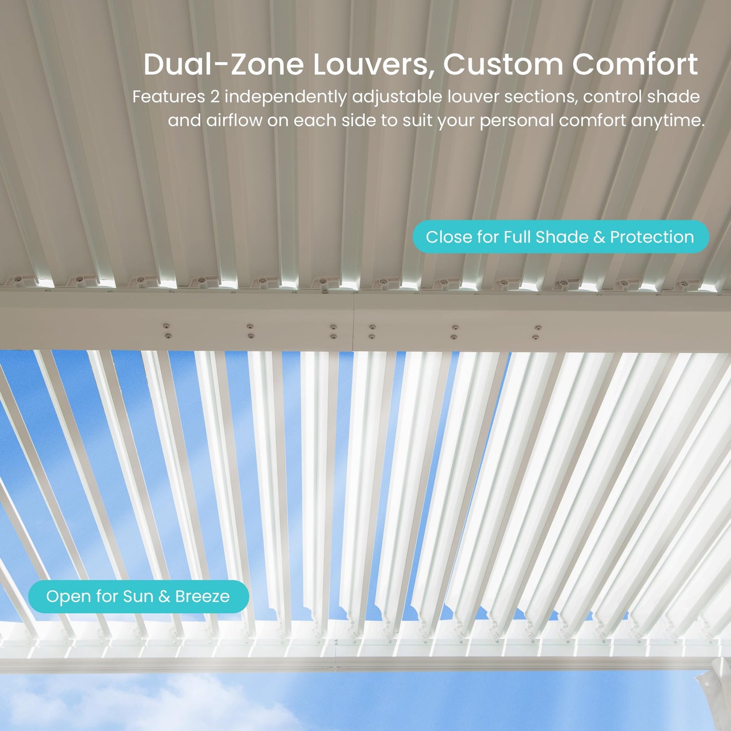 10x10 FT Outdoor Louvered Pergola with Adjustable Louvers