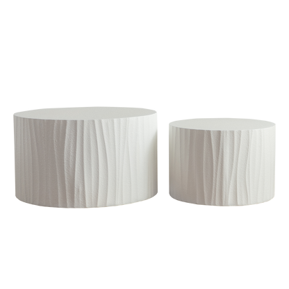 Nesting Coffee Table Set of 2 Round Wooden Tables