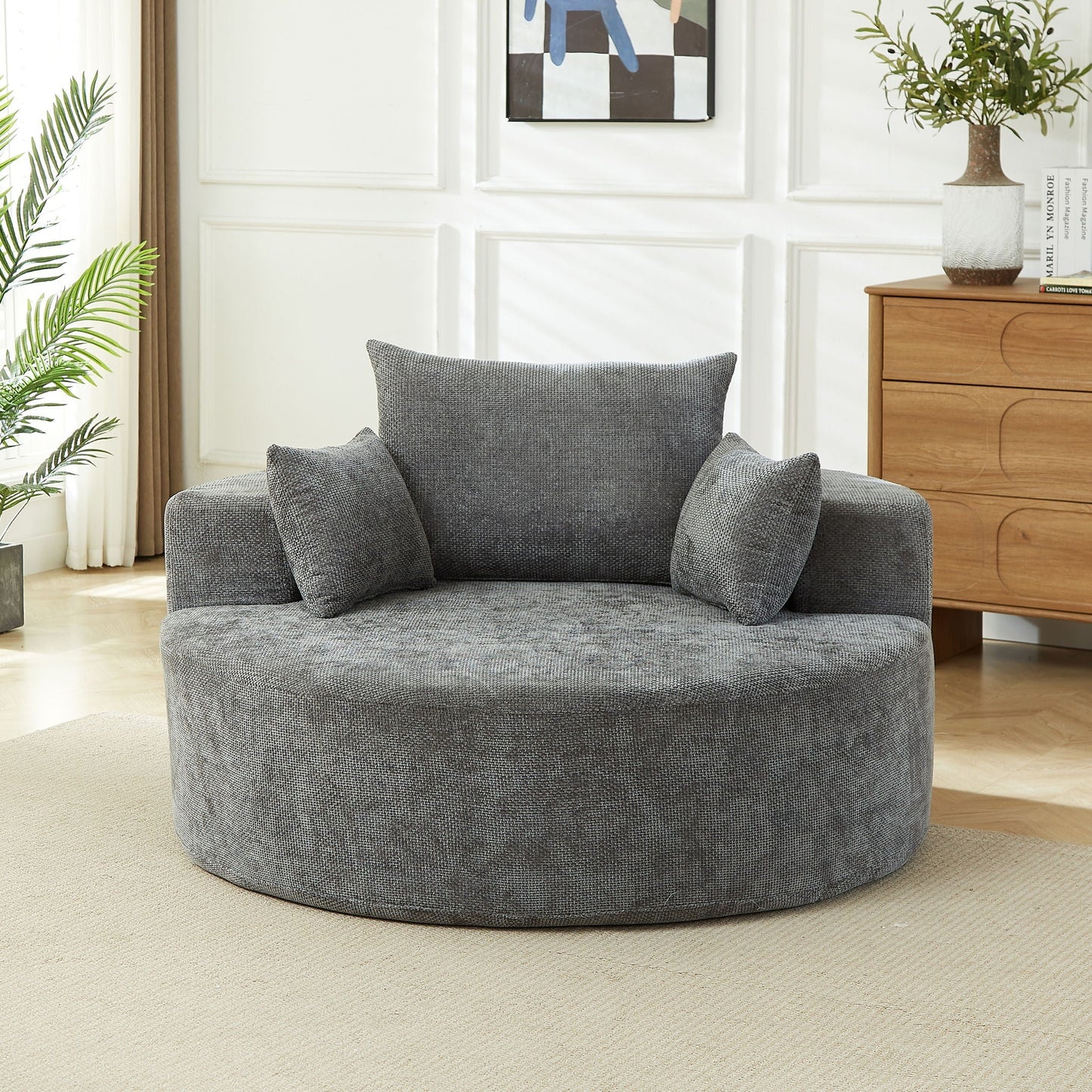 Single Sofa, Sleeper Chair For Living Room - Gray