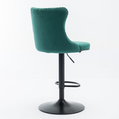 Swivel Barstools Adjusatble Seat Height, Modern Upholstered Bar Stools With Backs Comfortable Tufted For Home Pub And Kitchen Island (Set of 2)