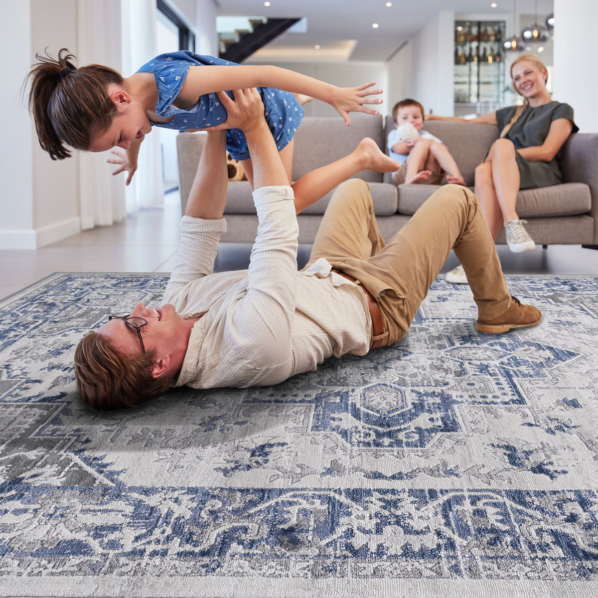 Marfi - 8' X 10' Oriental Area Rug - Blue / Gray
