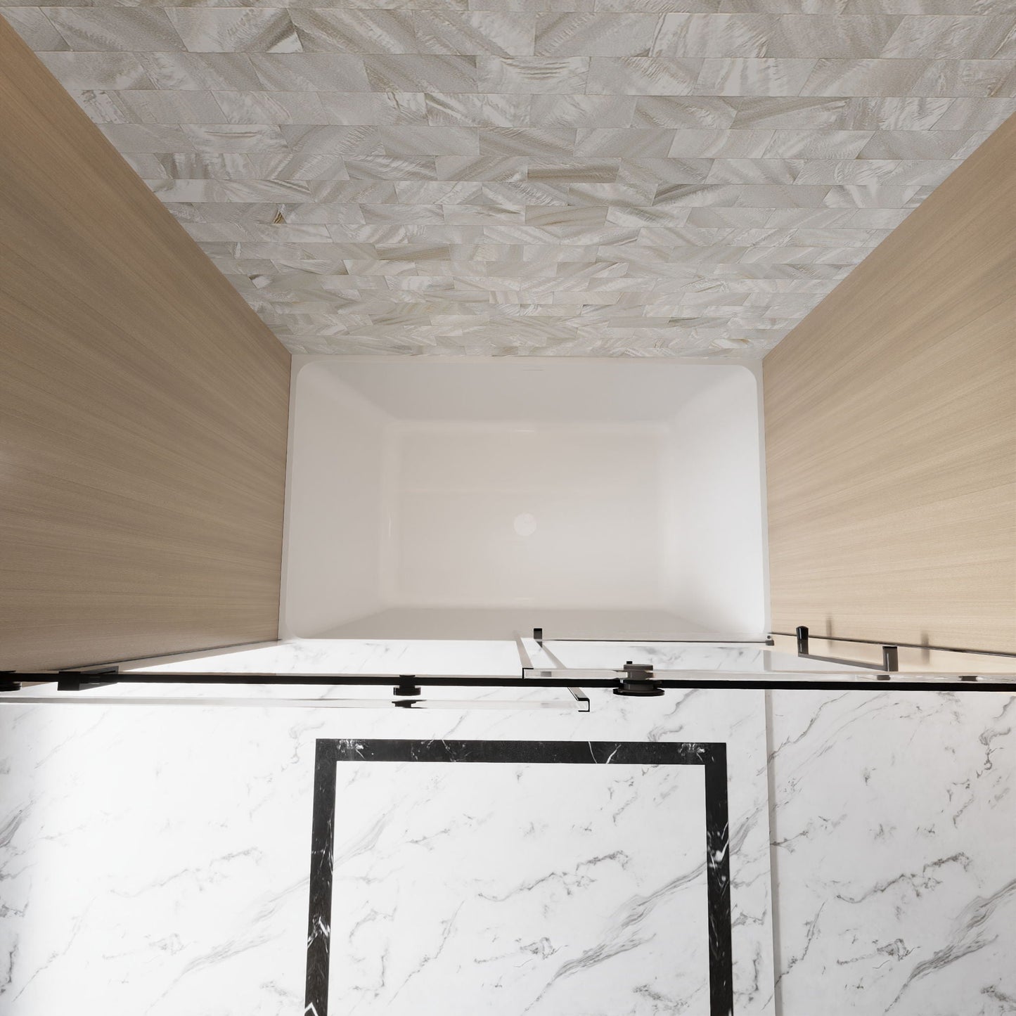 Frameless Single Sliding Shower Door, Square Tube Track