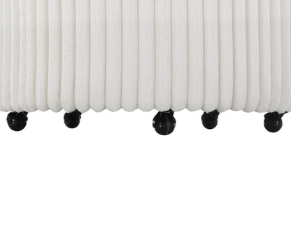 Malna Plush Wide Wale Corduroy Upholstered Barrel Accent Chair with Wheels