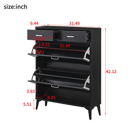 Large Size Shoe Cabinet - Freestanding Tipping Bucket Organizer