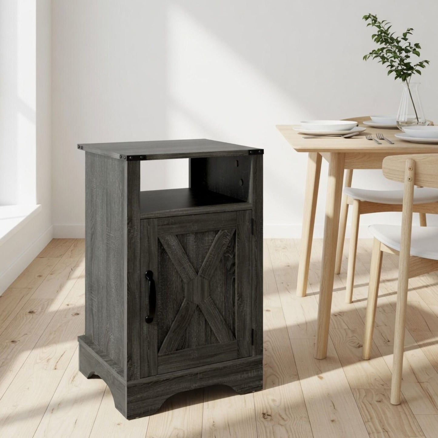 Farmhouse Nightstand, Charging Station & Storage