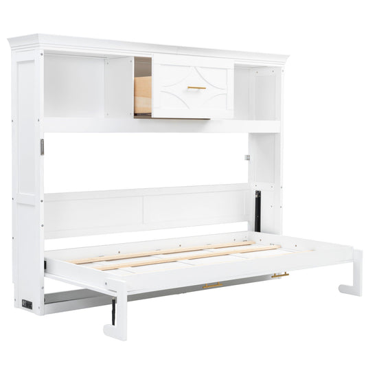 Murphy Bed With Charging Station and Drawer