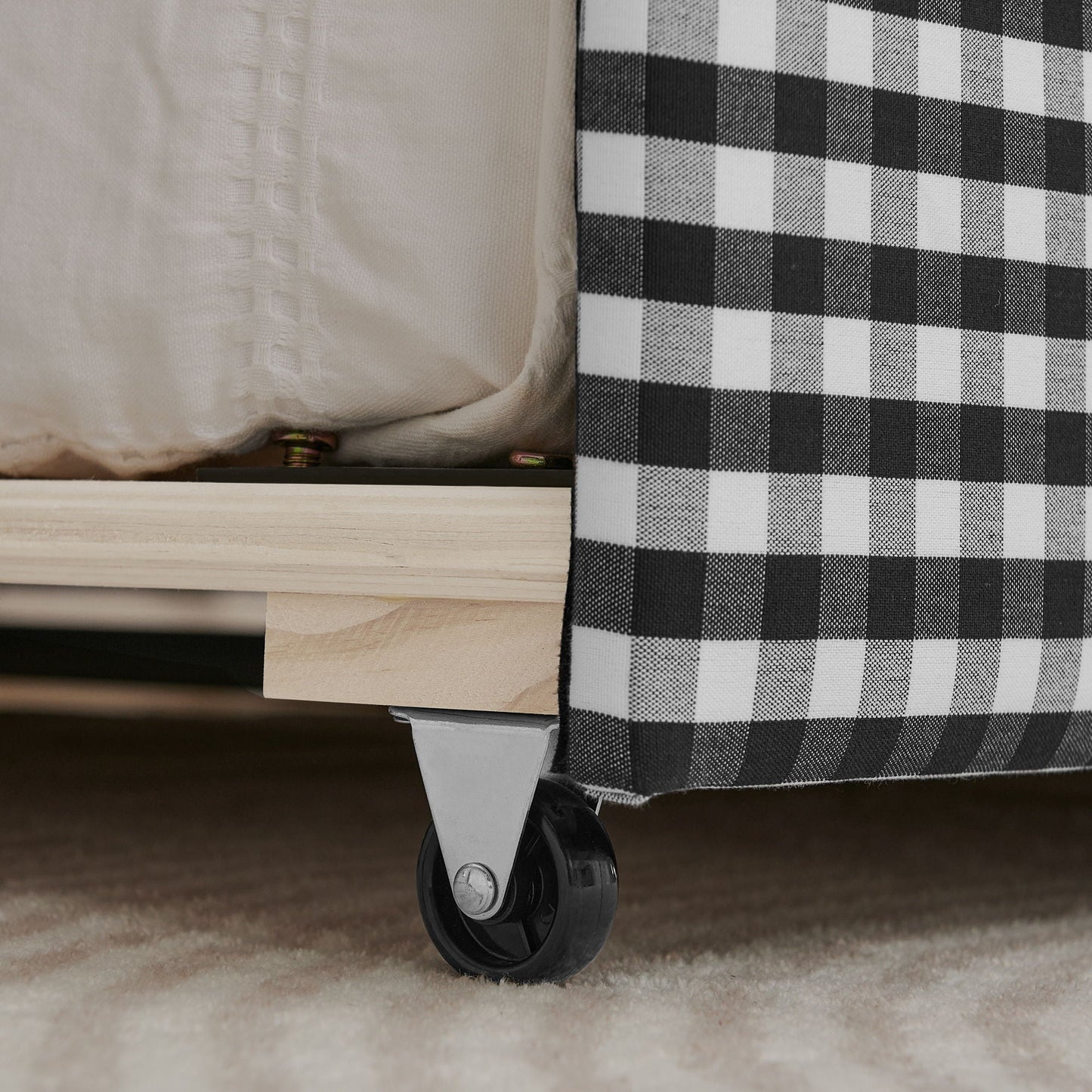 Gingham Daybed With USB Charging Port, Wave Shaped Design