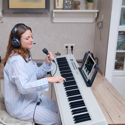 Folding Piano Keyboard 88 Keys Foldable Full Size Semi Weighted Piano Digital ElectronicÊPiano with LCD Screen Carry Bag Mic Sheet Music Stand Sticker