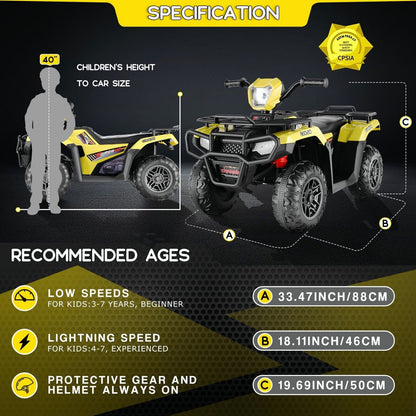 Electric 12V ATV Quad for Kids with 2 Speeds and 2x30W Motor