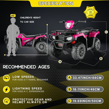 Electric 12V ATV Quad for Kids with 2 Speeds and 2x30W Motor