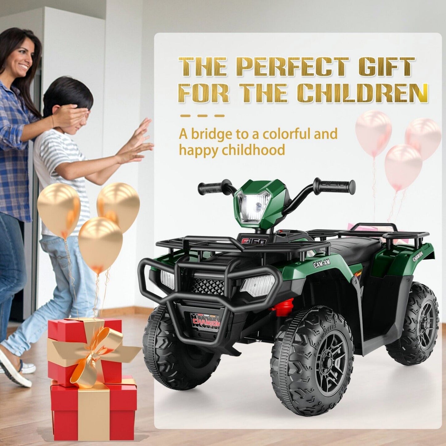 Electric 4-Wheeler Quad for Kids - 12V Battery Powered Ride-On with Dual Speeds