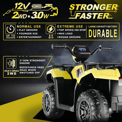 Electric 4-Wheeler Quad for Kids - 12V Battery Powered Ride-On with Dual Speeds
