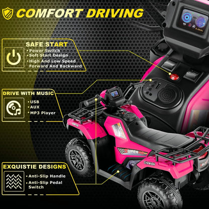 Electric 4-Wheeler Quad for Kids - 12V Battery Powered Ride-On with Dual Speeds