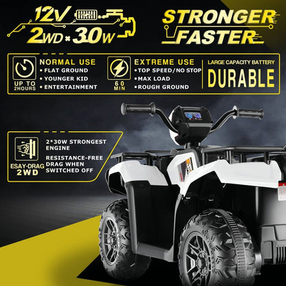 Electric 4-Wheeler Quad for Kids - 12V Battery Powered Ride-On with Dual Speeds