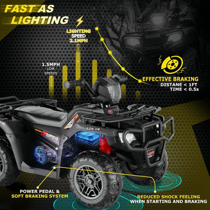 Electric 4-Wheeler Quad for Kids - 12V Battery Powered Ride-On with Dual Speeds