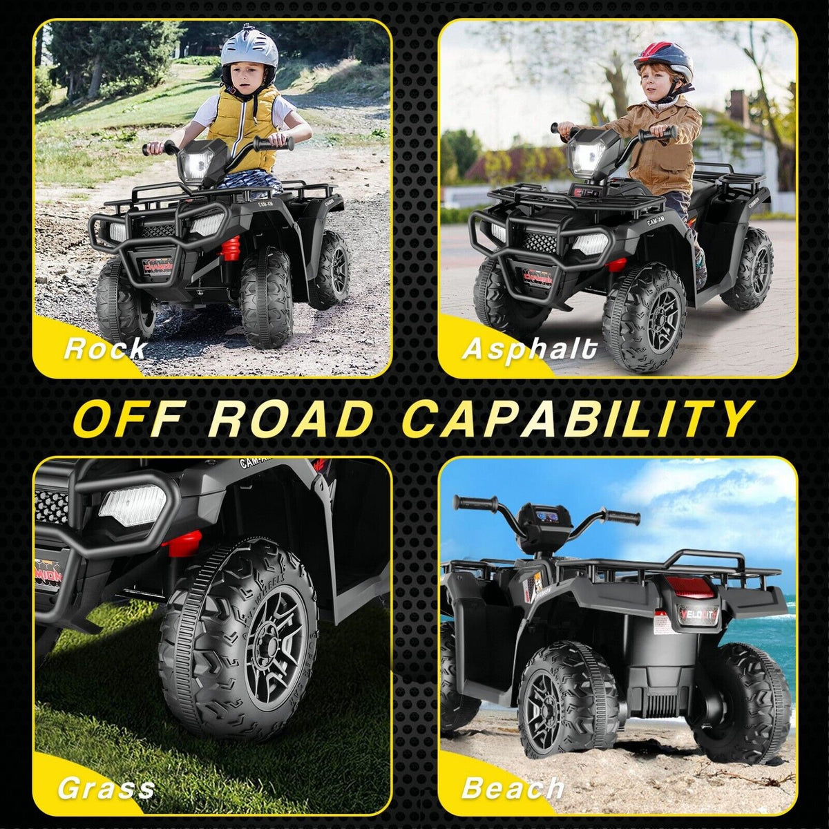 Electric 4-Wheeler Quad for Kids - 12V Battery Powered Ride-On with Dual Speeds