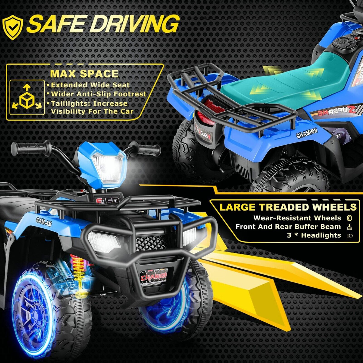 Electric 4-Wheeler Quad for Kids - 12V Battery Powered Ride-On with Dual Speeds