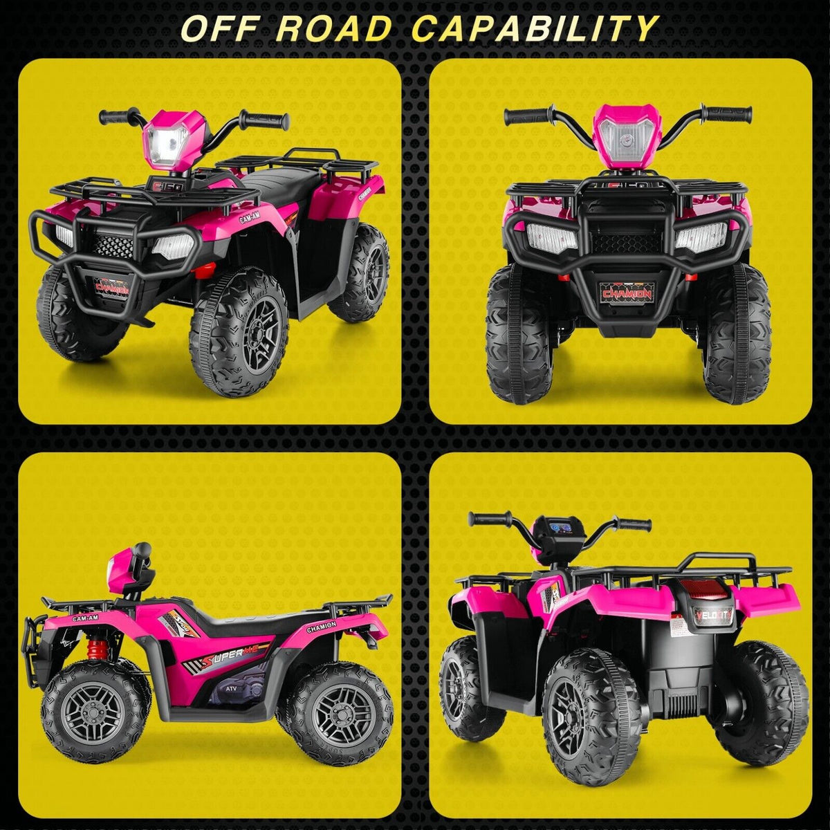 Electric 4-Wheeler Quad Car for Kids with MP3 & Light - 12V Battery Powered