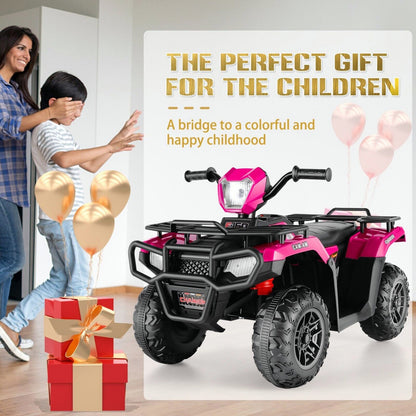 Electric 4-Wheeler Quad for Kids - 12V Battery Powered Ride-On Car in 6 Color Options