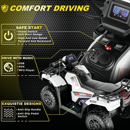 Electric 4-Wheeler Quad for Kids - 12V Battery Powered Ride-On Car in 6 Color Options