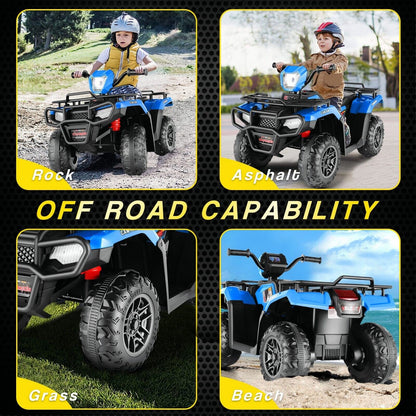 Electric 4-Wheeler Quad for Kids - 12V Battery Powered Ride-On Car in 6 Color Options