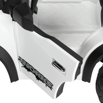 Electric 12V Kids Ride On Pickup Truck with MP3, LED Lights, and 6 Wheels in White and Pink