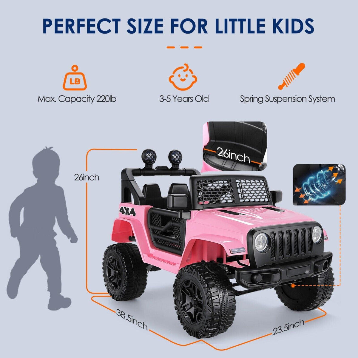 2-Seater Electric Ride-On Jeep with MP3 Player, LED Lights, and Remote Control for Kids - 12V Powered