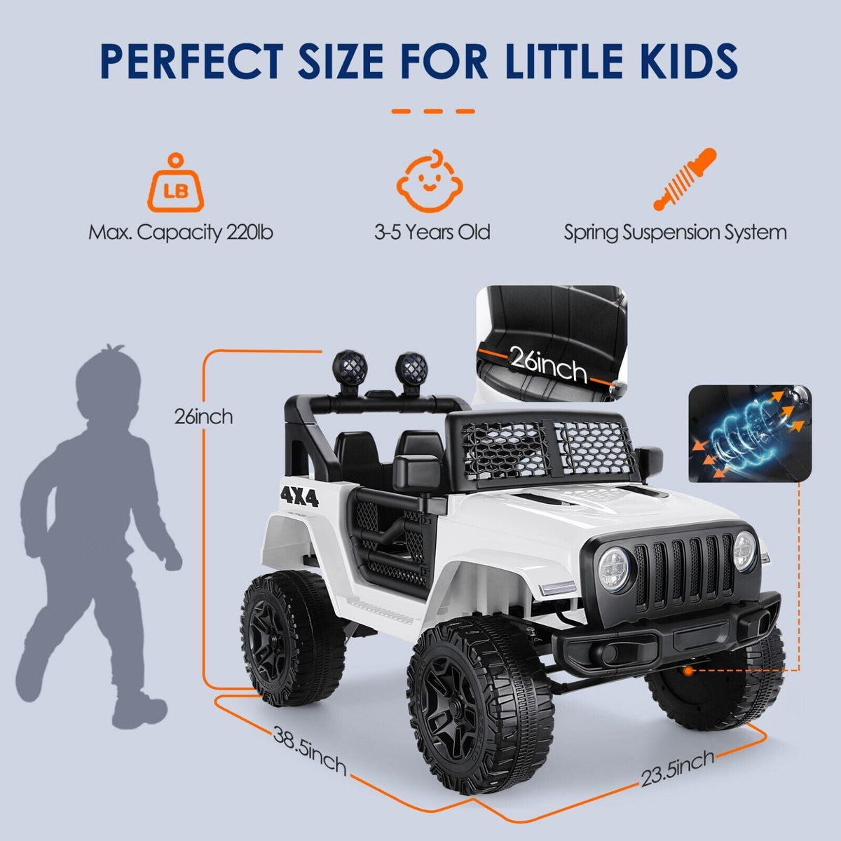 2-Seater Electric Ride-On Jeep for Kids with MP3 Player, LED Lights, and Remote Control