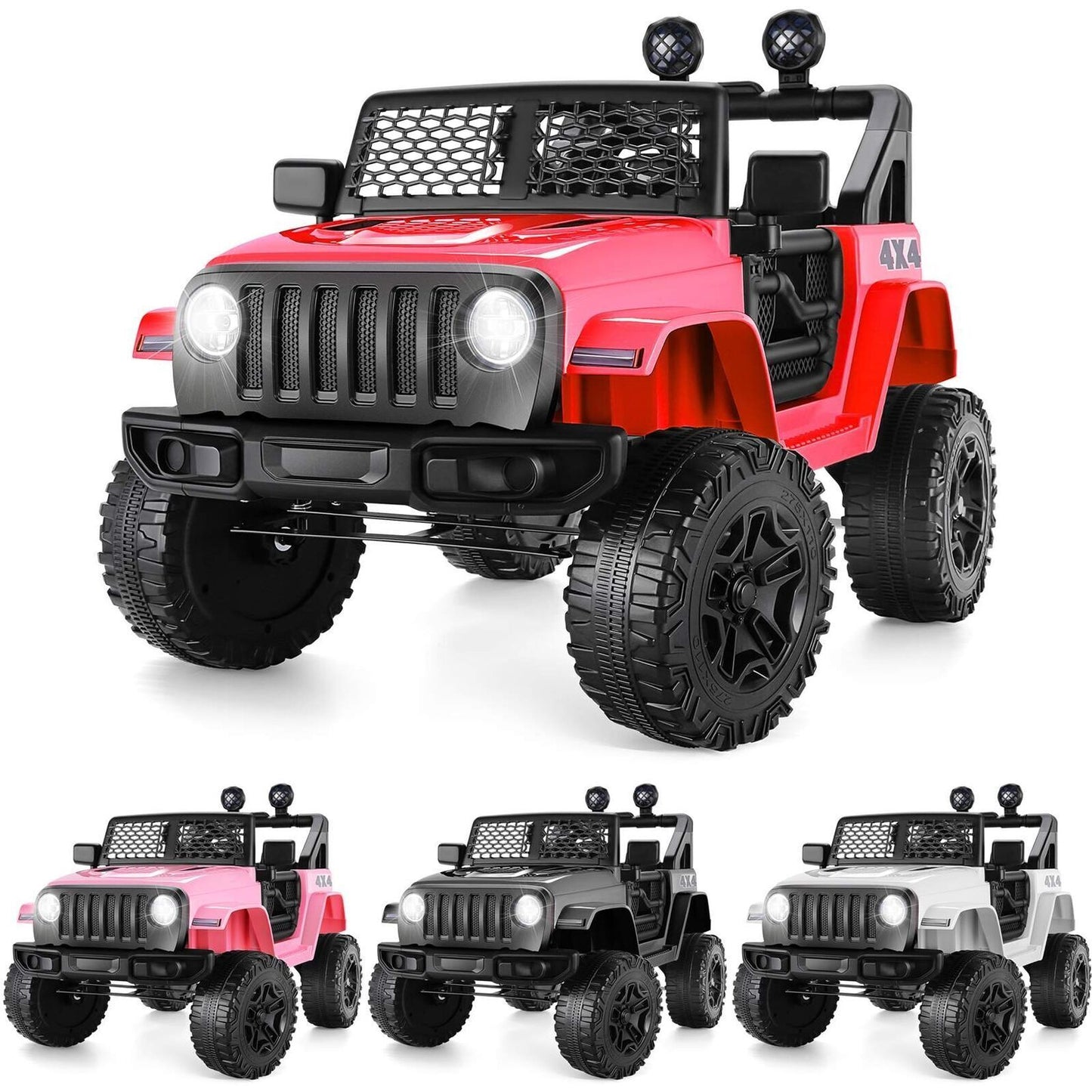 Electric Kids Ride-On Car Truck with Remote Control and LED Headlights - 3 Speed Options