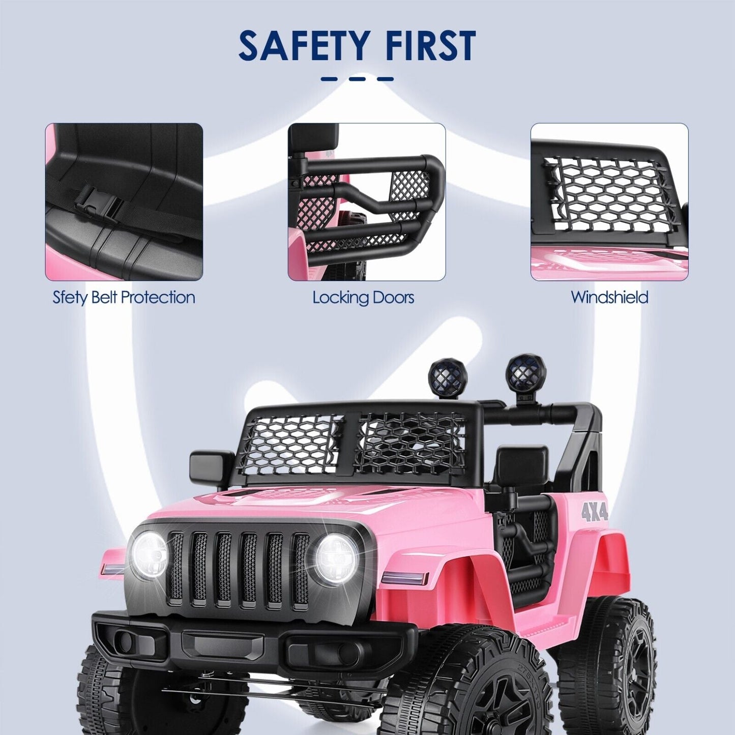 Electric 2 Seater Kids Ride On Car with Safety Belt, Remote Control, MP3 Player, and LED Lights