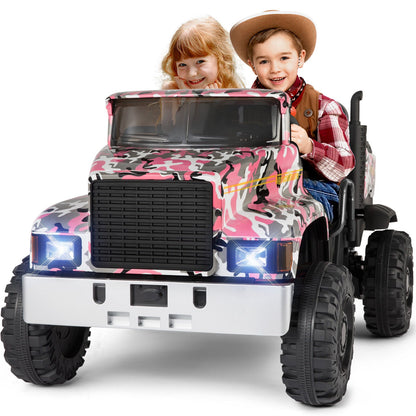 New Pink Camo 24V Battery Kids Ride On Truck with Trailer and Remote Control