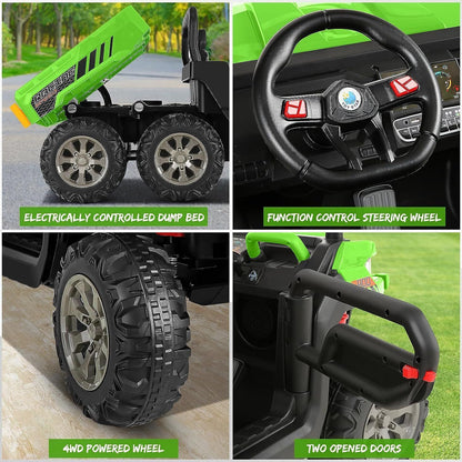 Electric 24V 4WD UTV Dump Truck Car for Kids with Dump Bed - 2 Seater Ride-On Toy