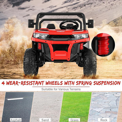 Electric 24V 4WD UTV Dump Truck Car for Kids with Dump Bed - 2 Seater Ride-On Toy