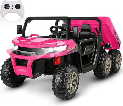 Electric 24V 4WD UTV Dump Truck Car for Kids with Dump Bed - 2 Seater Ride-On Toy