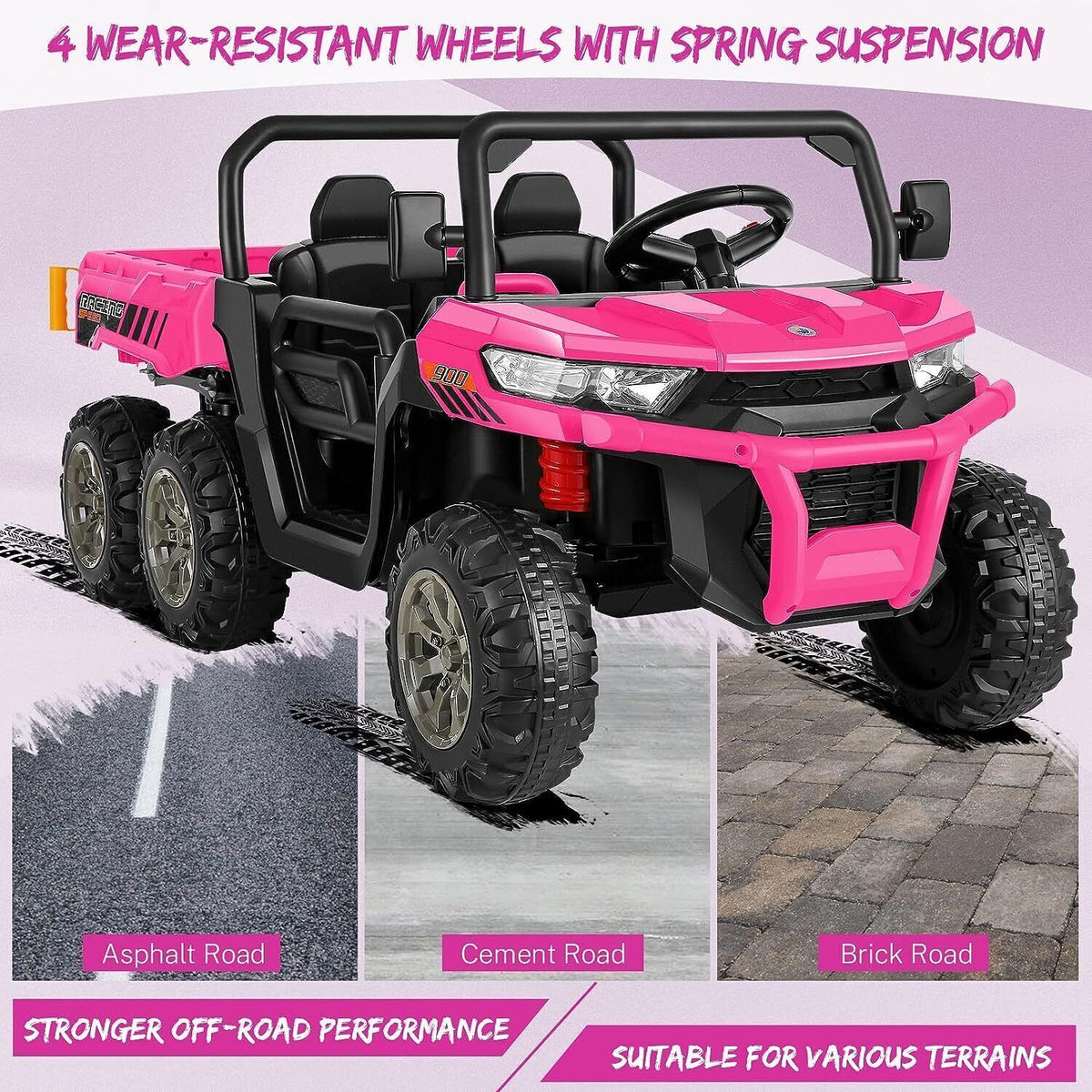 Electric 24V 4WD UTV Dump Truck Car for Kids with Dump Bed - 2 Seater Ride-On Toy