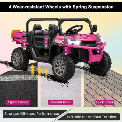 Electric 2 Seater UTV Dump Truck with Remote Control and Functional Dump Bed