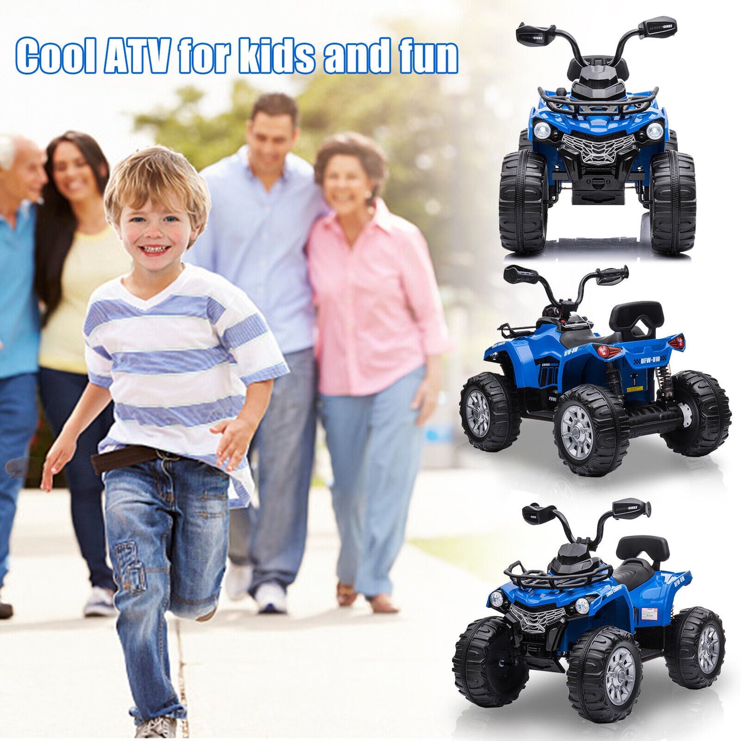 Electric 2-Speed Kids ATV Quad Car with Music and Headlights - 12V