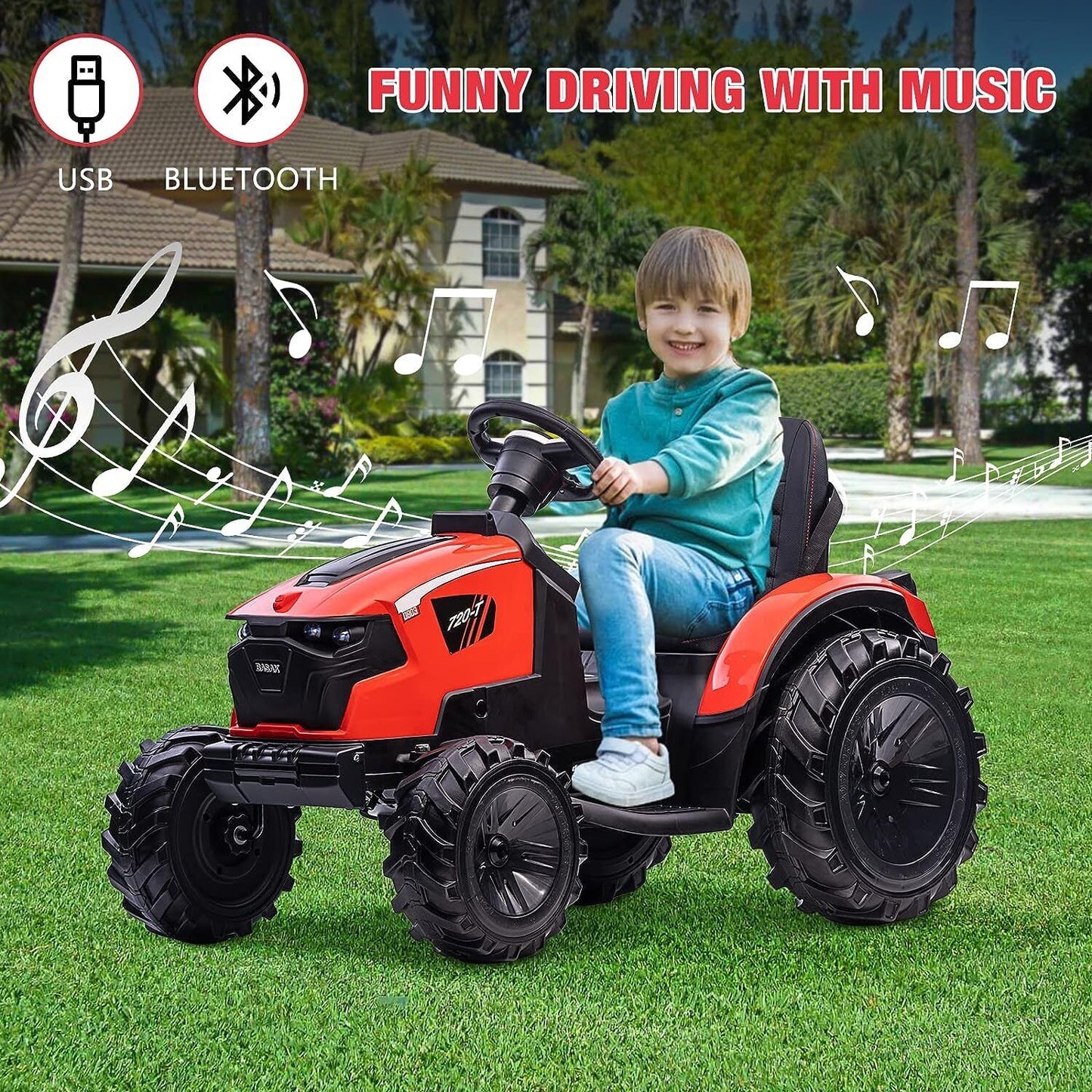 Electric 24V Ride-On Excavator Bulldozer with Trailer for Kids - Remote Control Included